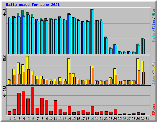 Daily usage for June 2021